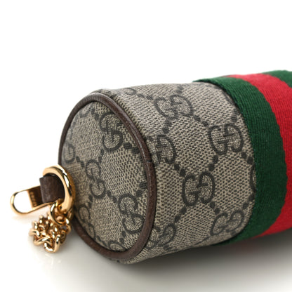 Gucci GG Supreme Monogram Web Ophidia Barrel Coin Purse Beige New Acero 9 of 11