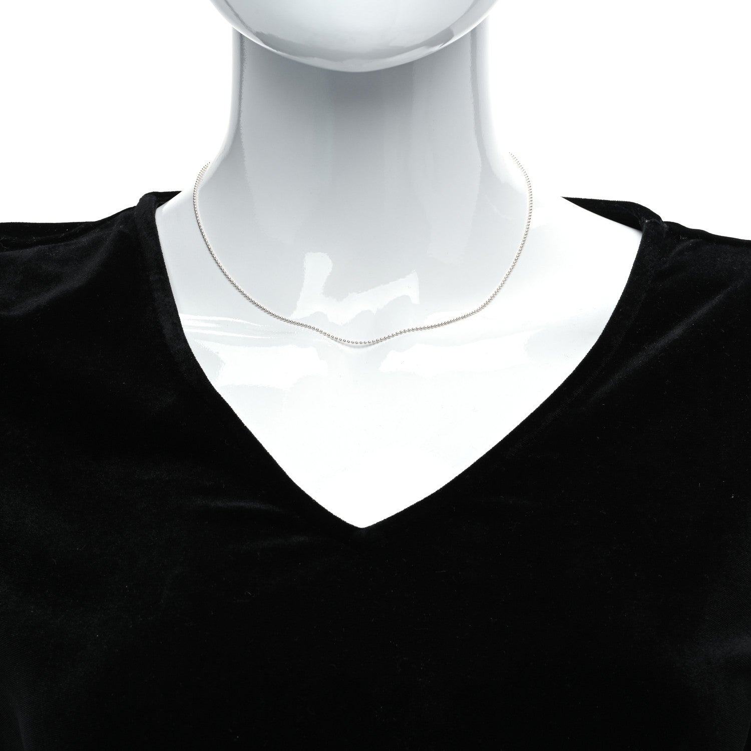 Tiffany Sterling Silver 1.2mm Bead Chain Necklace 16" 2 of 6