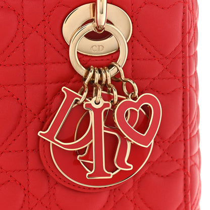 Christian Dior Lambskin Cannage Dioramour Small My ABCDior Lady Dior Spicy Red 7 of 9