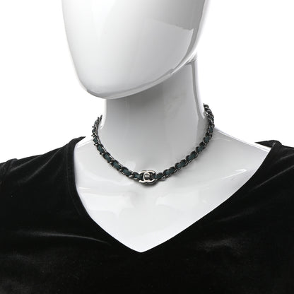 Chanel Metal Lambskin CC Chain Turn Lock Choker Necklace Turquoise 2 of 6