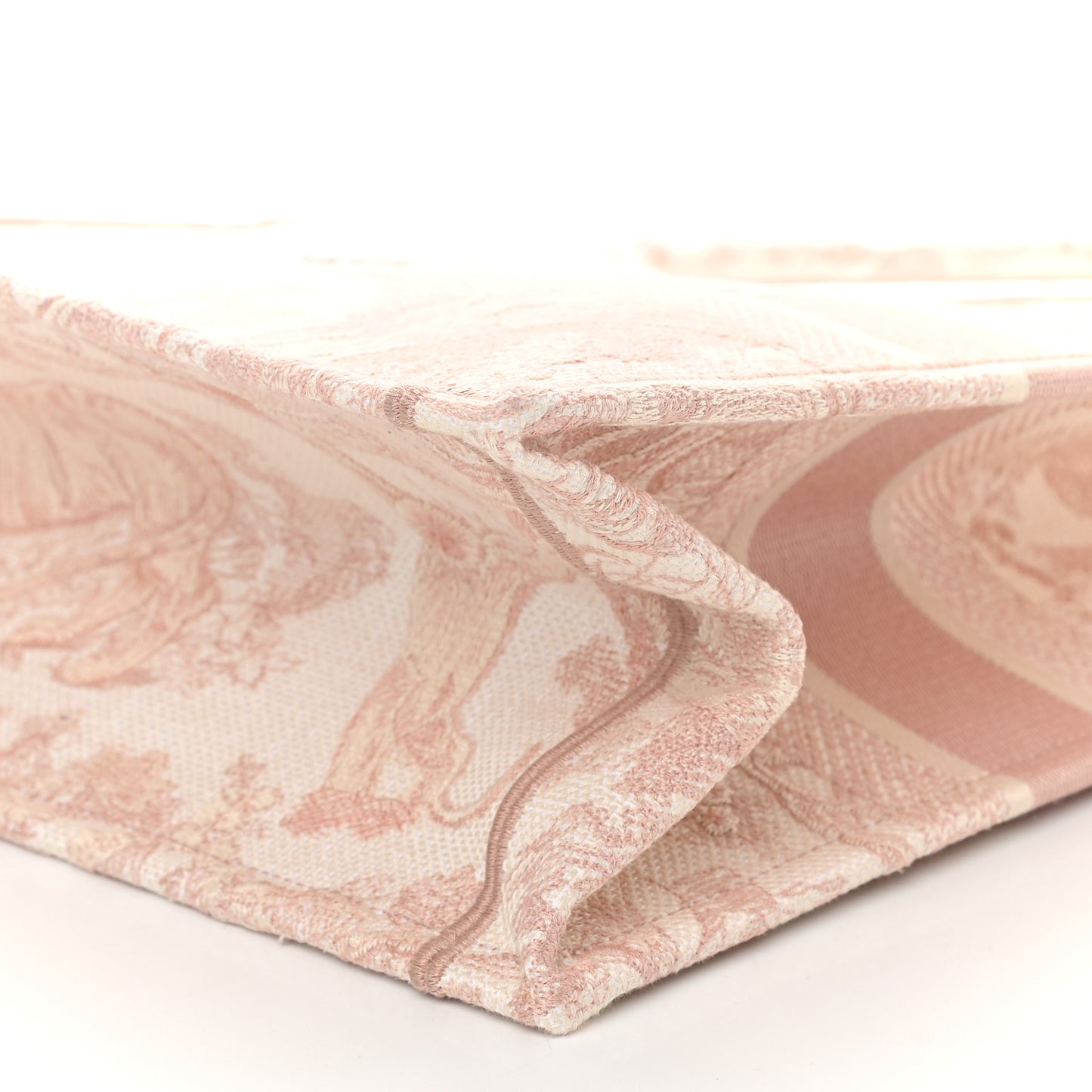 Canvas Toile De Jouy Embroidered Medium Book Tote Pink