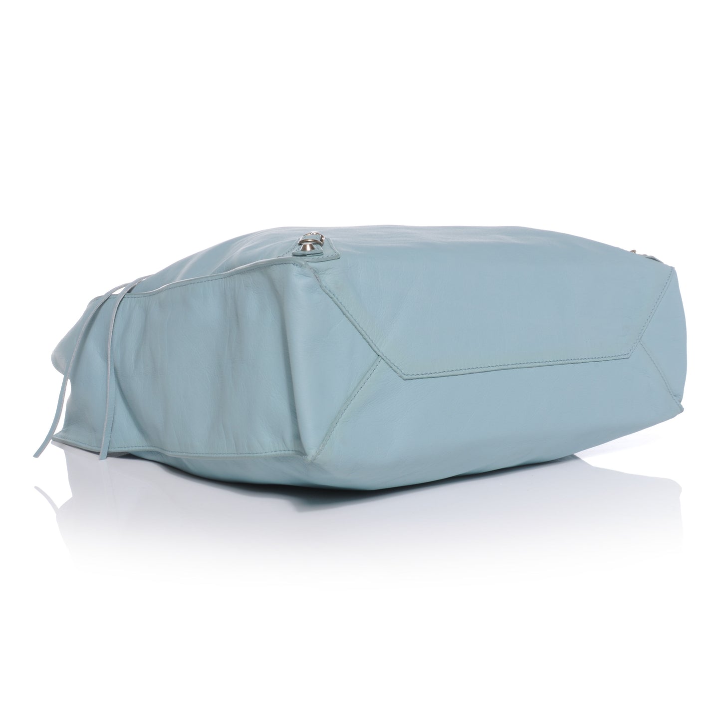 Smooth Calfskin Papier Ledger Tote Bleu Acier