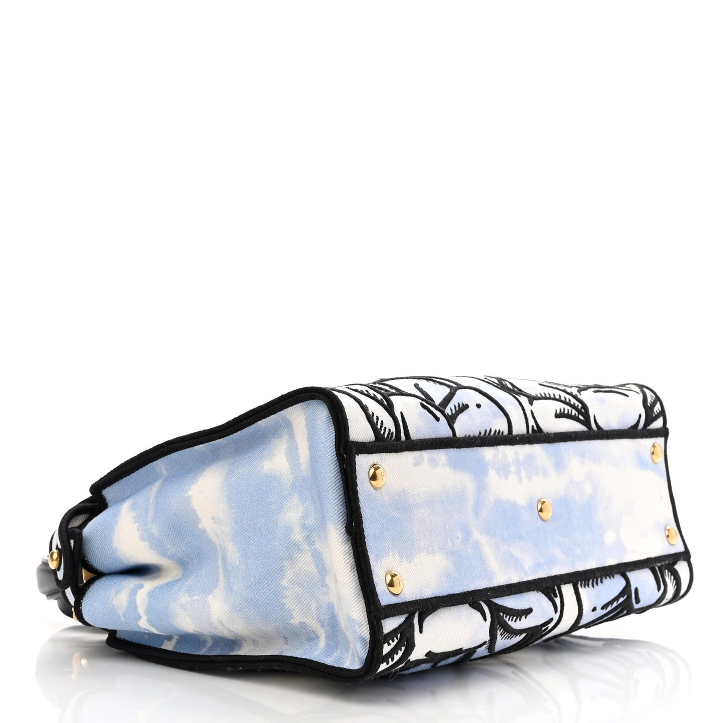 X JOSHUA VIDES Canvas Calfskin Flower Clouds Embroidered Medium Peekaboo Iconic Satchel California Sky