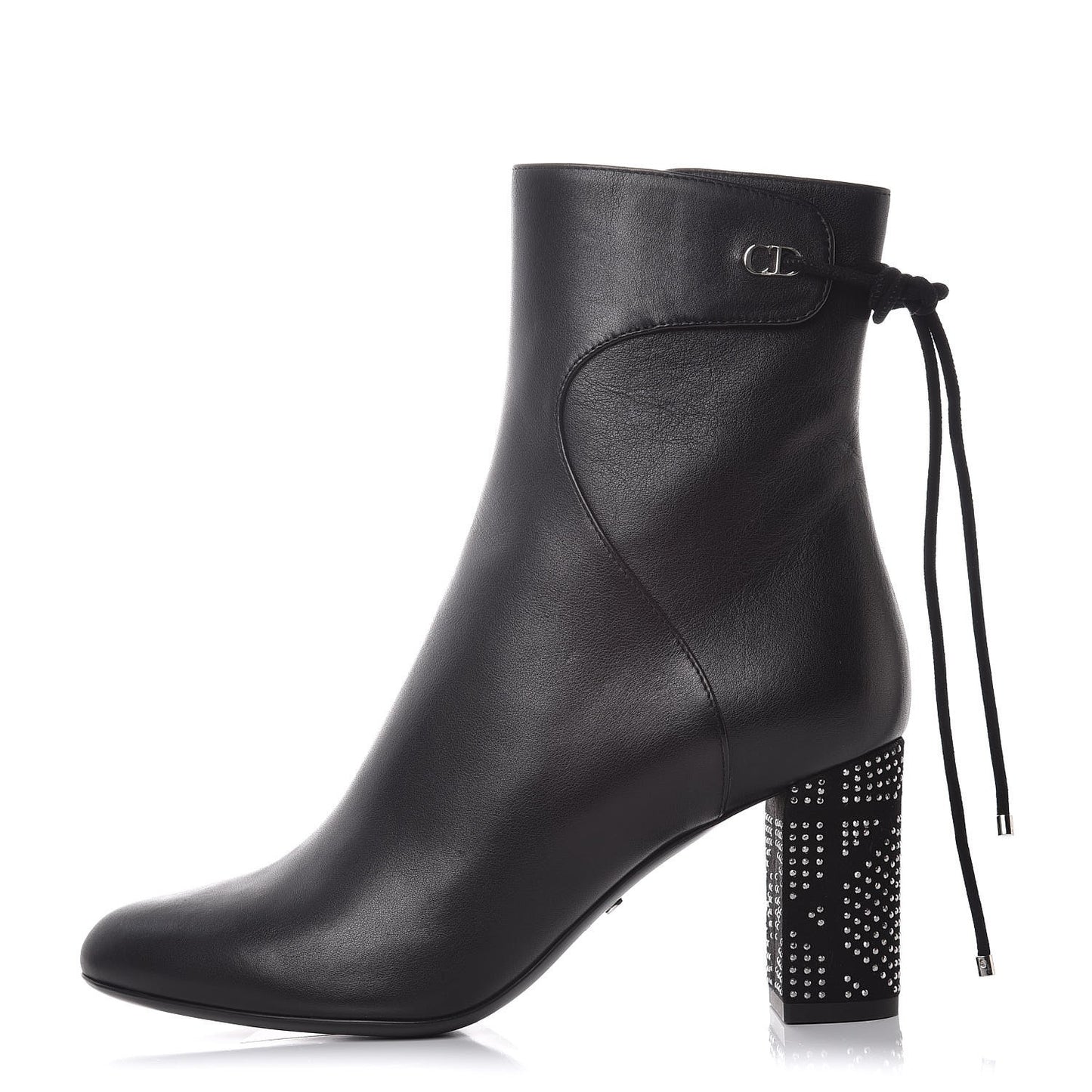 Calfskin Studded Stellar Ankle Boots 37.5 Black