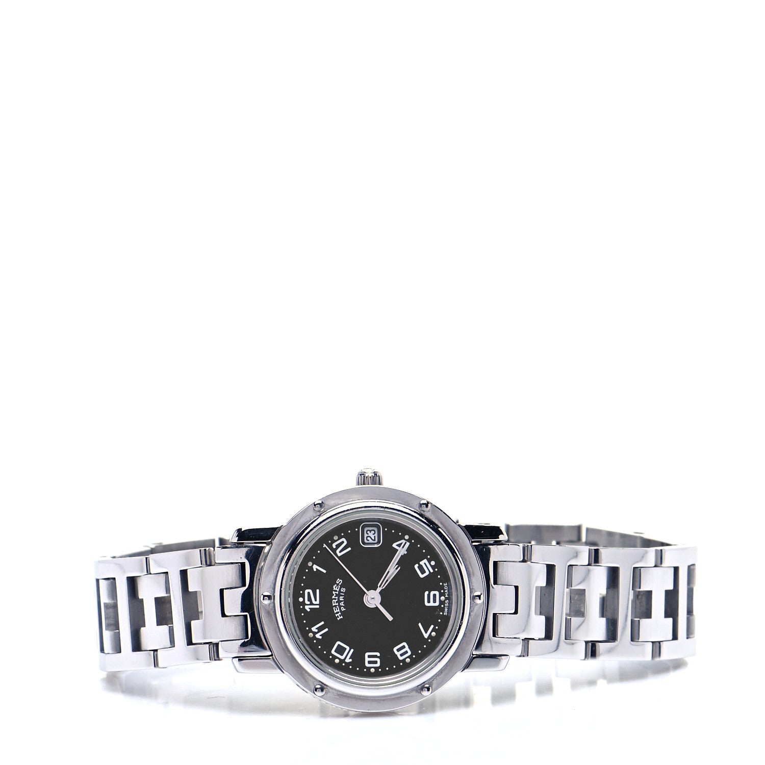 Hermes Stainless Steel 24mm Clipper Quartz Watch Black 2 of 5