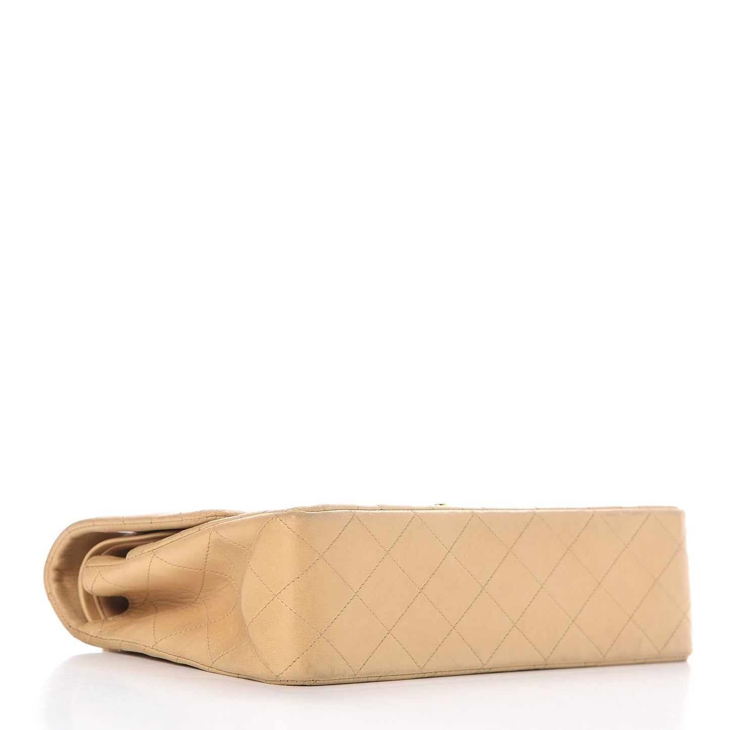 Lambskin Quilted Medium Double Flap Beige