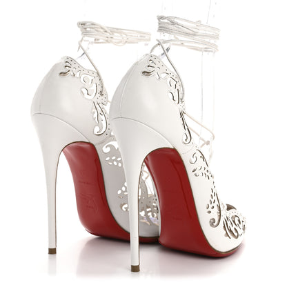 Christian Louboutin Calfskin PVC Impera 100 Pumps 38 White 5 of 13
