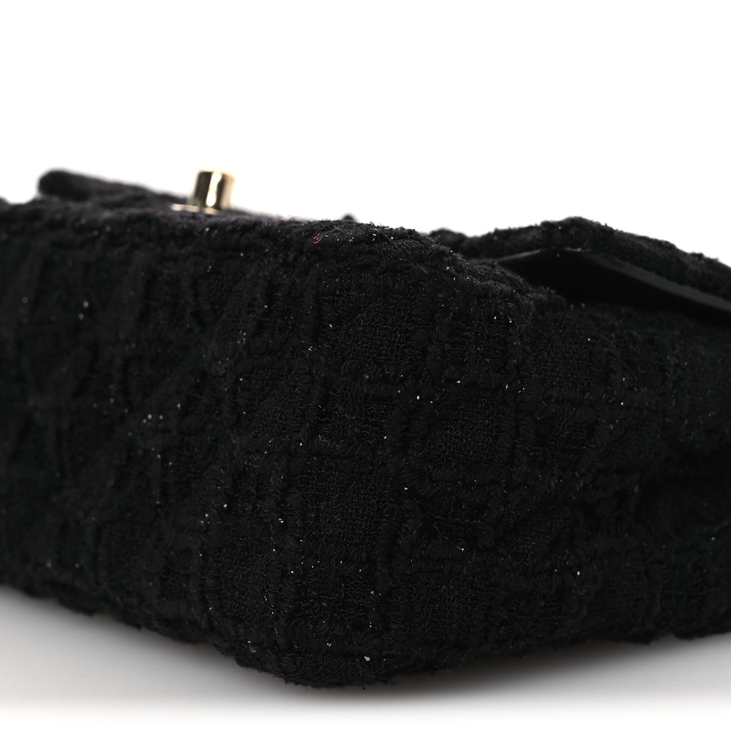 Tweed Quilted Mini Rectangular Flap Black