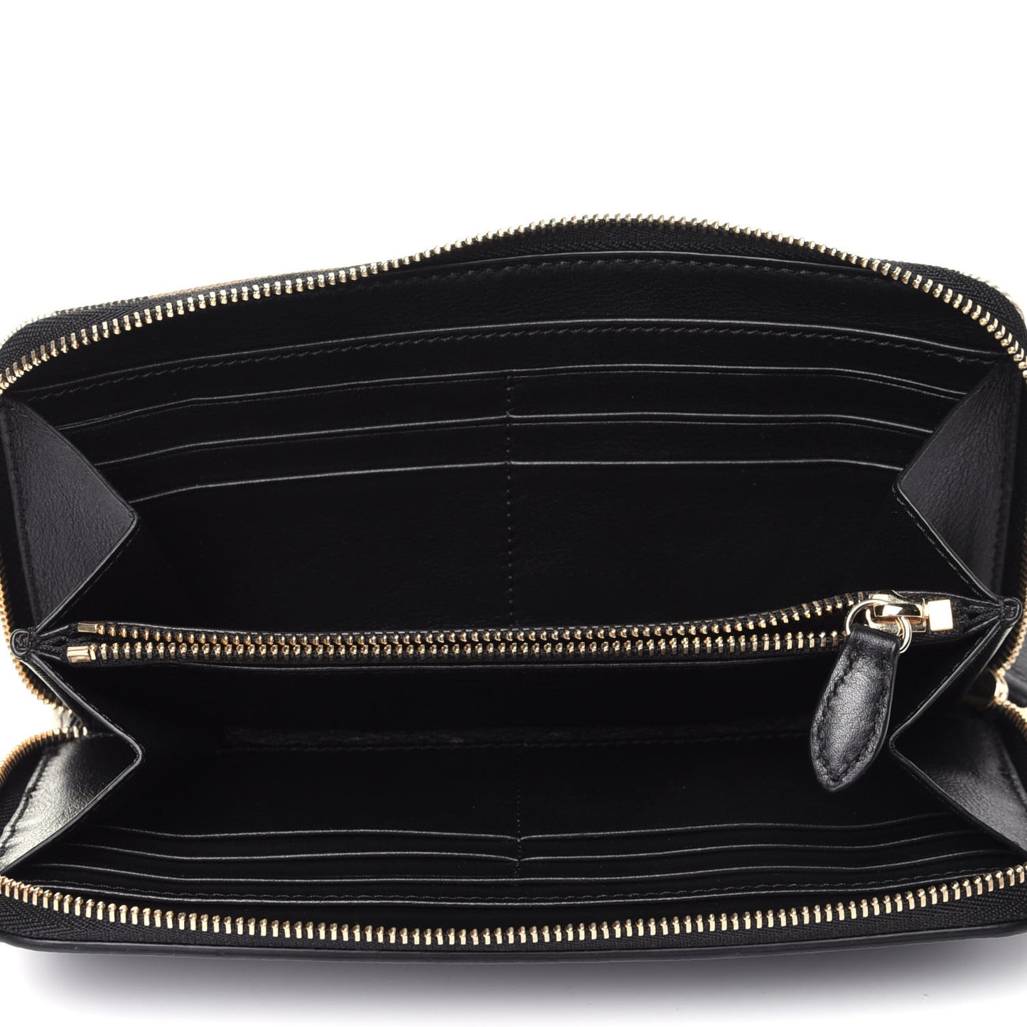 Calfskin House Check Elmore Zip Around Wallet Black