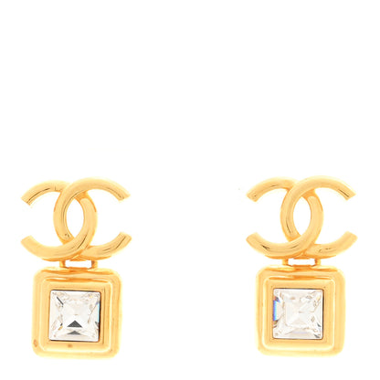 Chanel Large Crystal CC Drop Earrings Gold 1 of 5