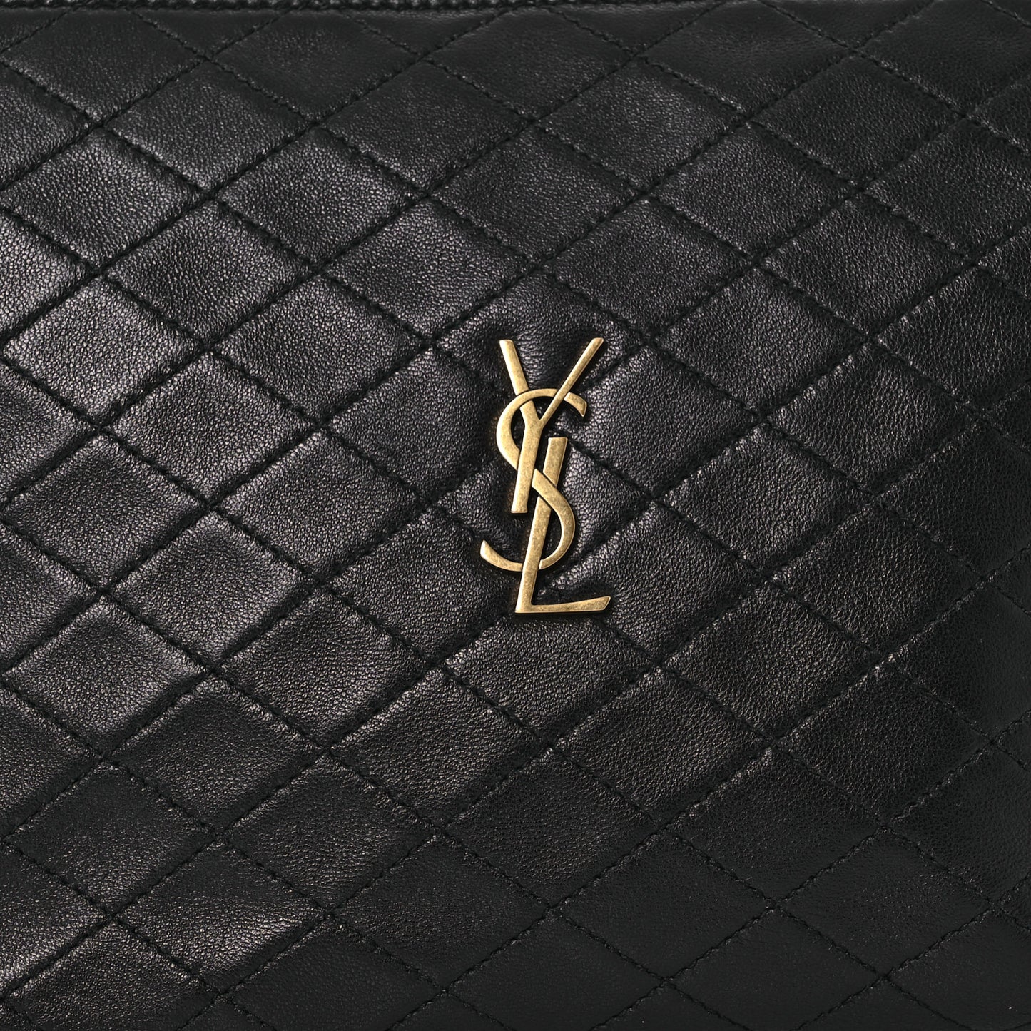 Lambskin Quilted Gaby Cosmetic Pouch Black
