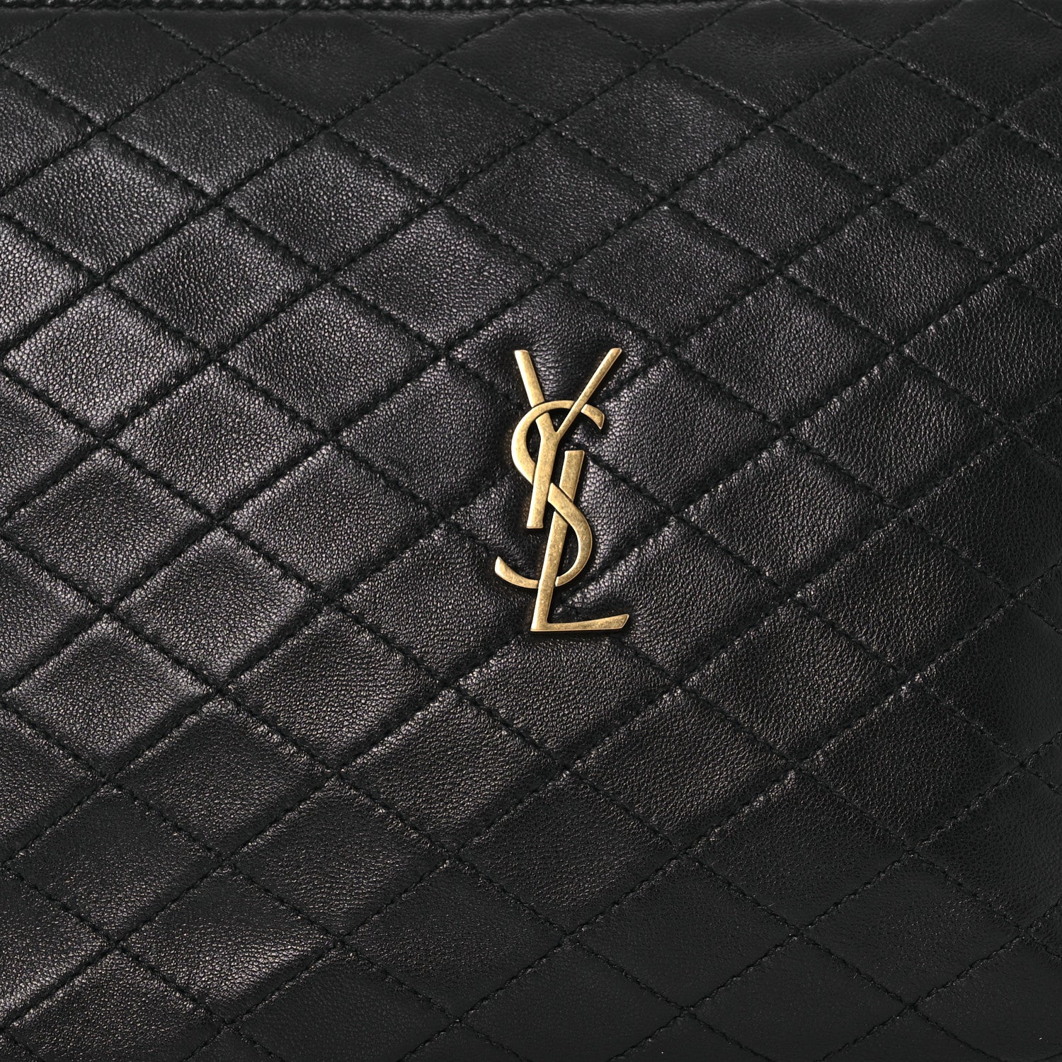 Saint Laurent Lambskin Quilted Gaby Cosmetic Pouch Black 8 of 10