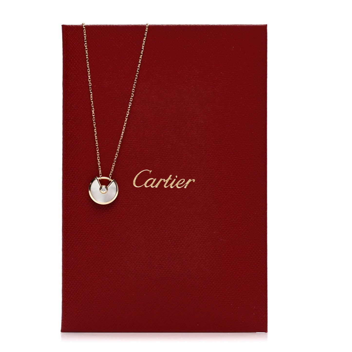 18K Yellow Gold Diamond Mother of Pearl XS Amulette de Cartier Pendant Necklace
