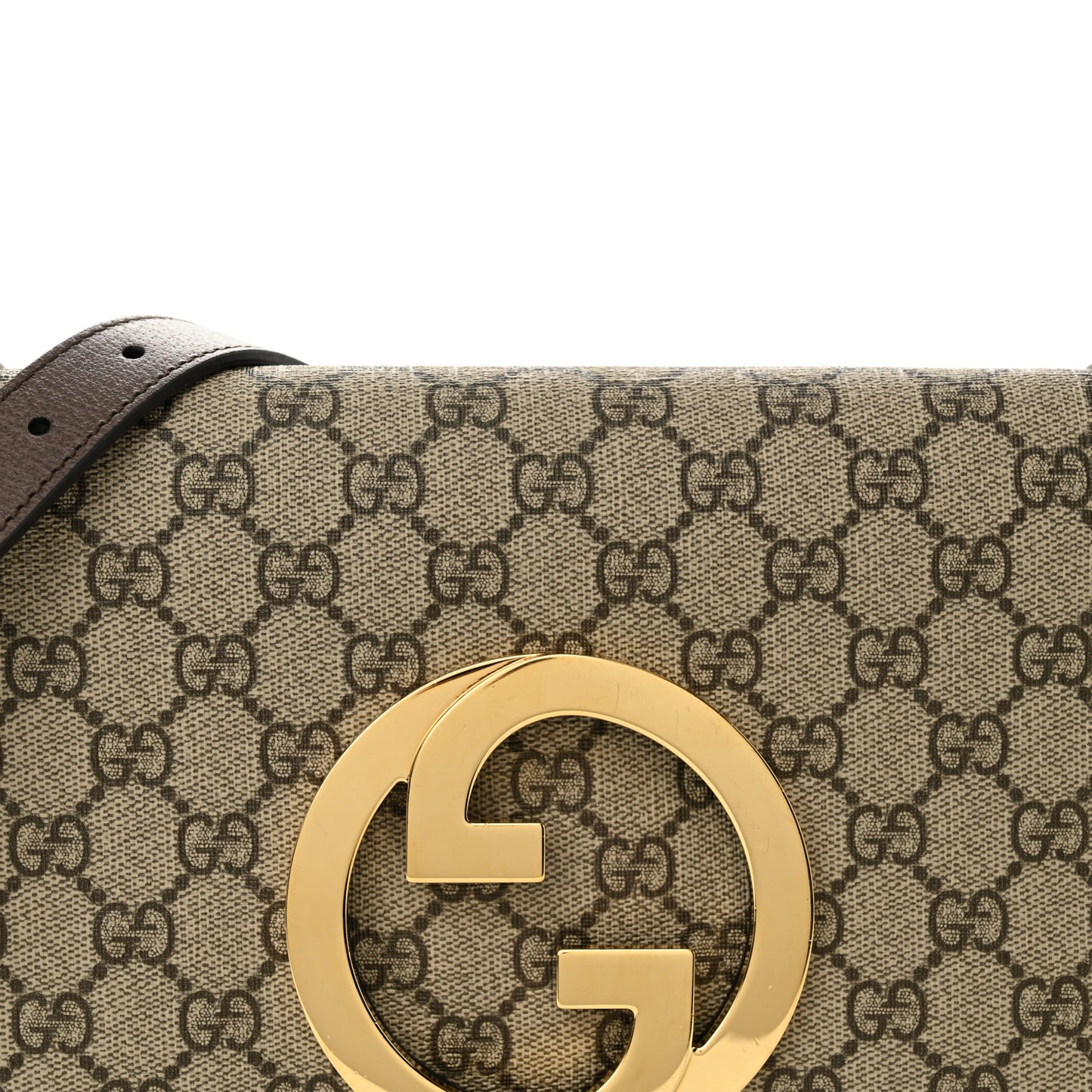 GG Supreme Monogram Textured Dollar Calfskin Blondie Chain Shoulder Flap Bag Beige Ebony New Acero