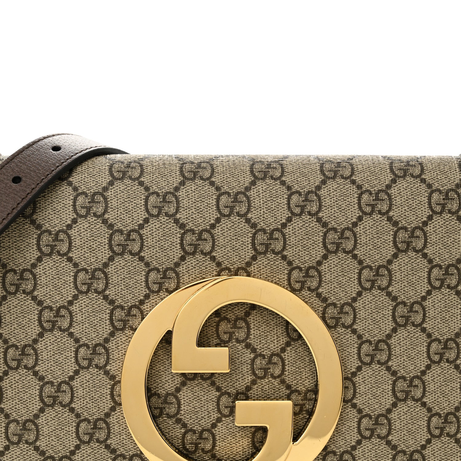 Gucci GG Supreme Monogram Textured Dollar Calfskin Blondie Chain Shoulder Flap Bag Beige Ebony New Acero 8 of 10