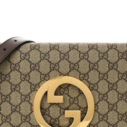 Gucci GG Supreme Monogram Textured Dollar Calfskin Blondie Chain Shoulder Flap Bag Beige Ebony New Acero 8 of 10