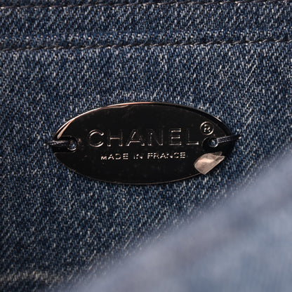 Chanel Denim Quilted CC Print Jumbo Single Flap Blue 5 of 8