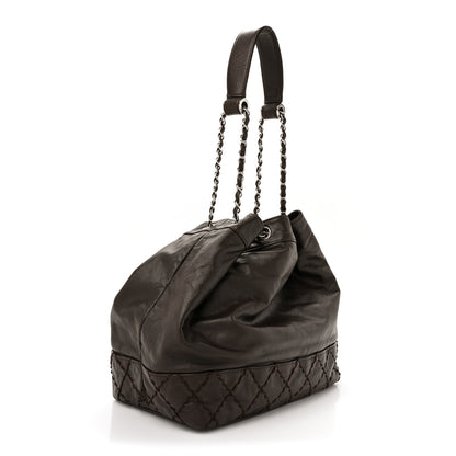Chanel Calfskin Drawstring CC Bucket Bag Dark Brown 3 of 11