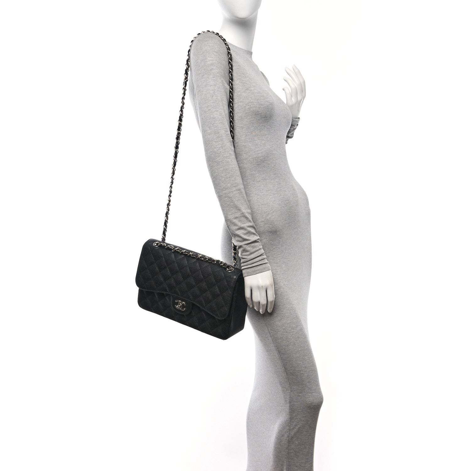 Chanel Caviar Quilted Jumbo Double Flap Black 2 of 12