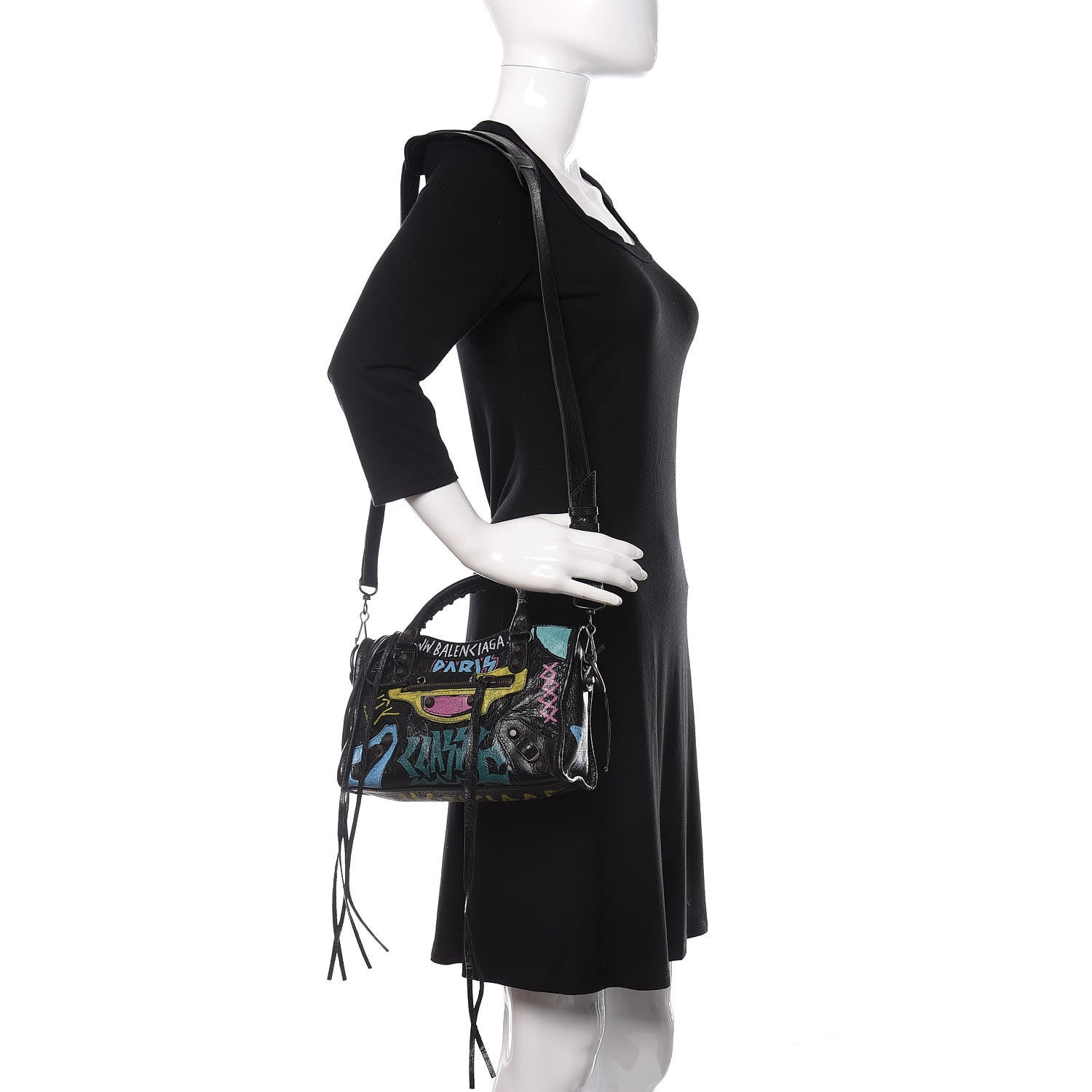 Balenciaga Agneau Arena Graffiti All Over Classic Hardware Mini City Black Multicolor 2 of 9