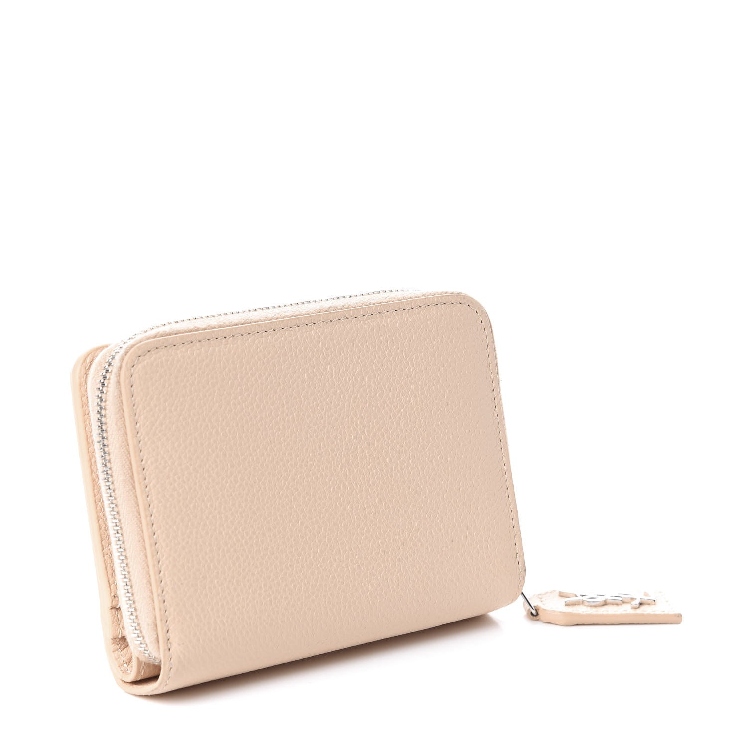 Saint Laurent Grained Calfskin Rive Gauche Compact Zip Around Wallet Nude 3 of 6