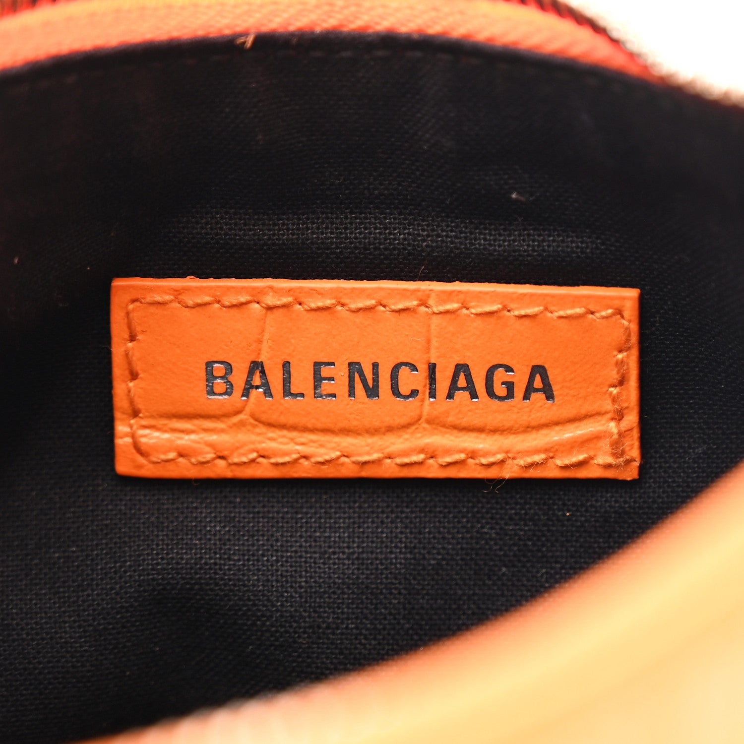 Balenciaga Extra Supple Calfskin Crocodile Embossed Le Cagole Shoulder Bag XS Pop Orange 7 of 11