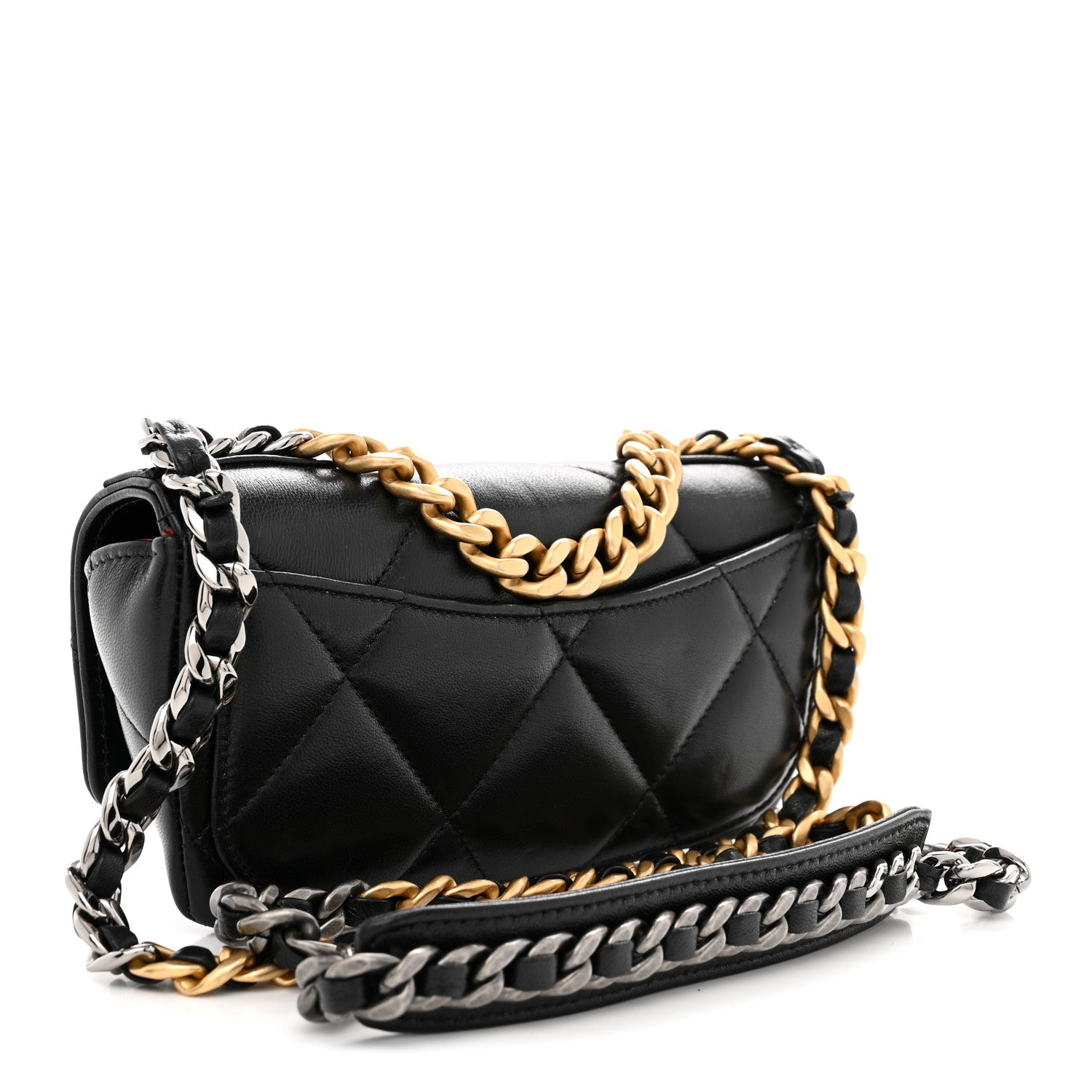 Chanel Goatskin Quilted Chanel 19 Glasses Case With Chain Black 3 of 10