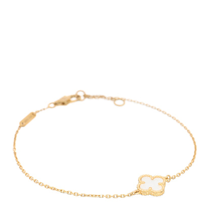 Van Cleef & Arpels 18K Yellow Gold Mother of Pearl Sweet Alhambra Bracelet 1 of 3
