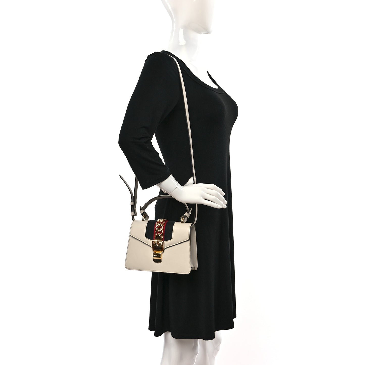 Calfskin Mini Sylvie Top Handle Bag White