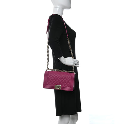 Chanel Caviar Quilted Medium Boy Flap Fuchsia 3 of 10