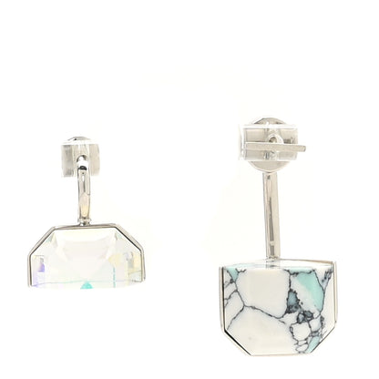 Christian Dior Howlite Crystal Asymmetric Drop Earrings White 1 of 5