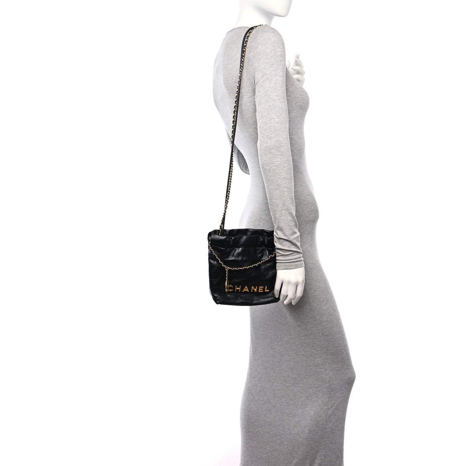 Chanel Shiny Calfskin Quilted Mini Chanel 22 Black 2 of 10
