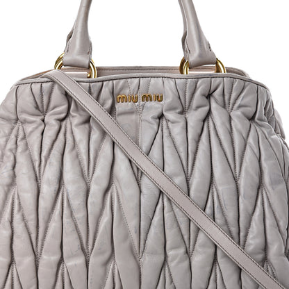 Miu Miu Nappa Matelasse Bauletto Top Handle Tote Pomice 8 of 23