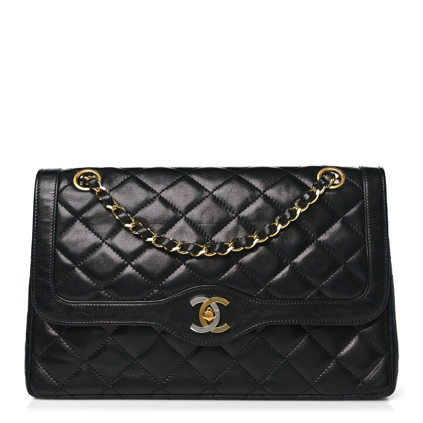 Lambskin Medium Double Flap Black