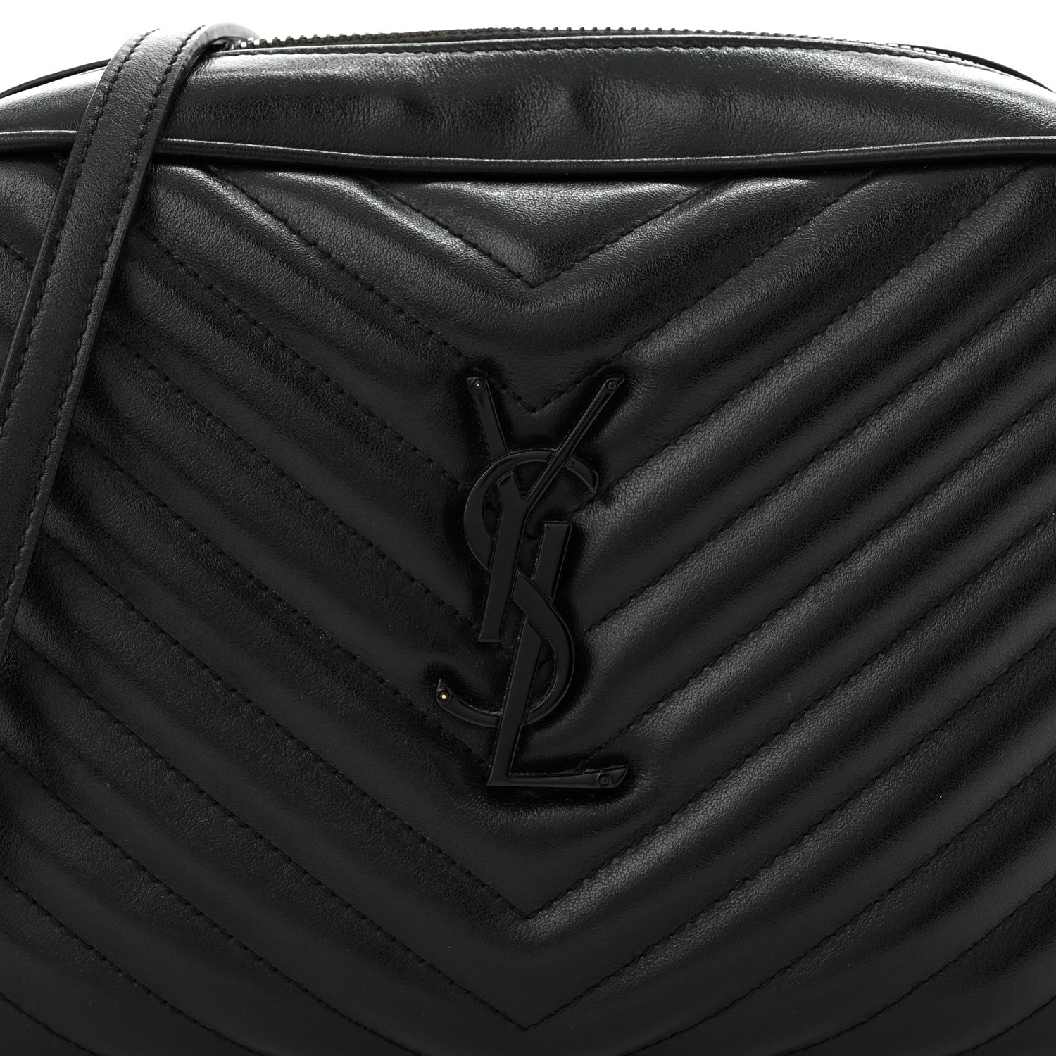 Saint Laurent Calfskin Matelasse Monogram Monochrome Lou Camera Bag Black 8 of 10