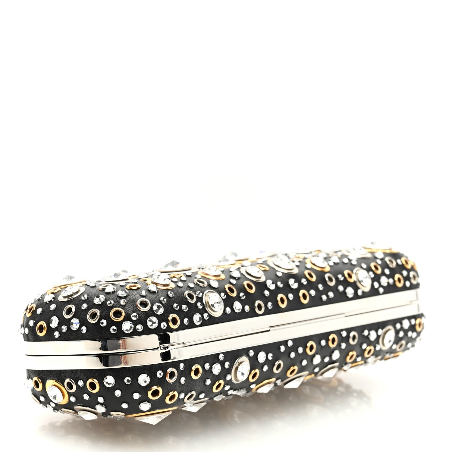 Alexander McQueen Nappa Crystal Skull Knuckle Box Clutch Black 4 of 9