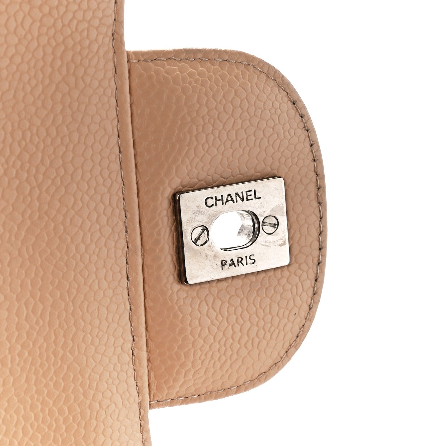 Caviar Quilted Jumbo Single Flap Beige