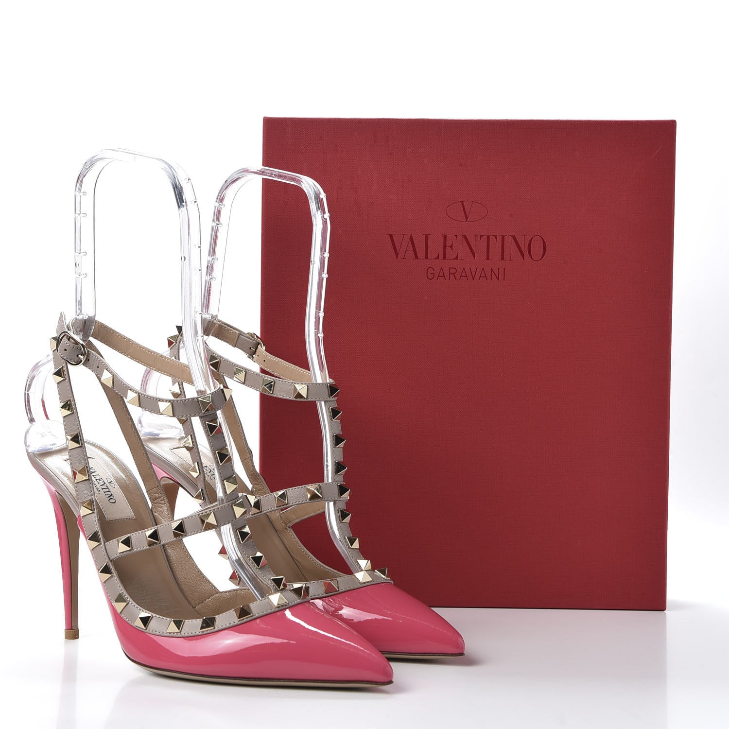 Valentino Garavani Patent Nappa Rockstud Ankle Strap 100mm Pumps 40 Shadow Pink Poudre 10 of 10
