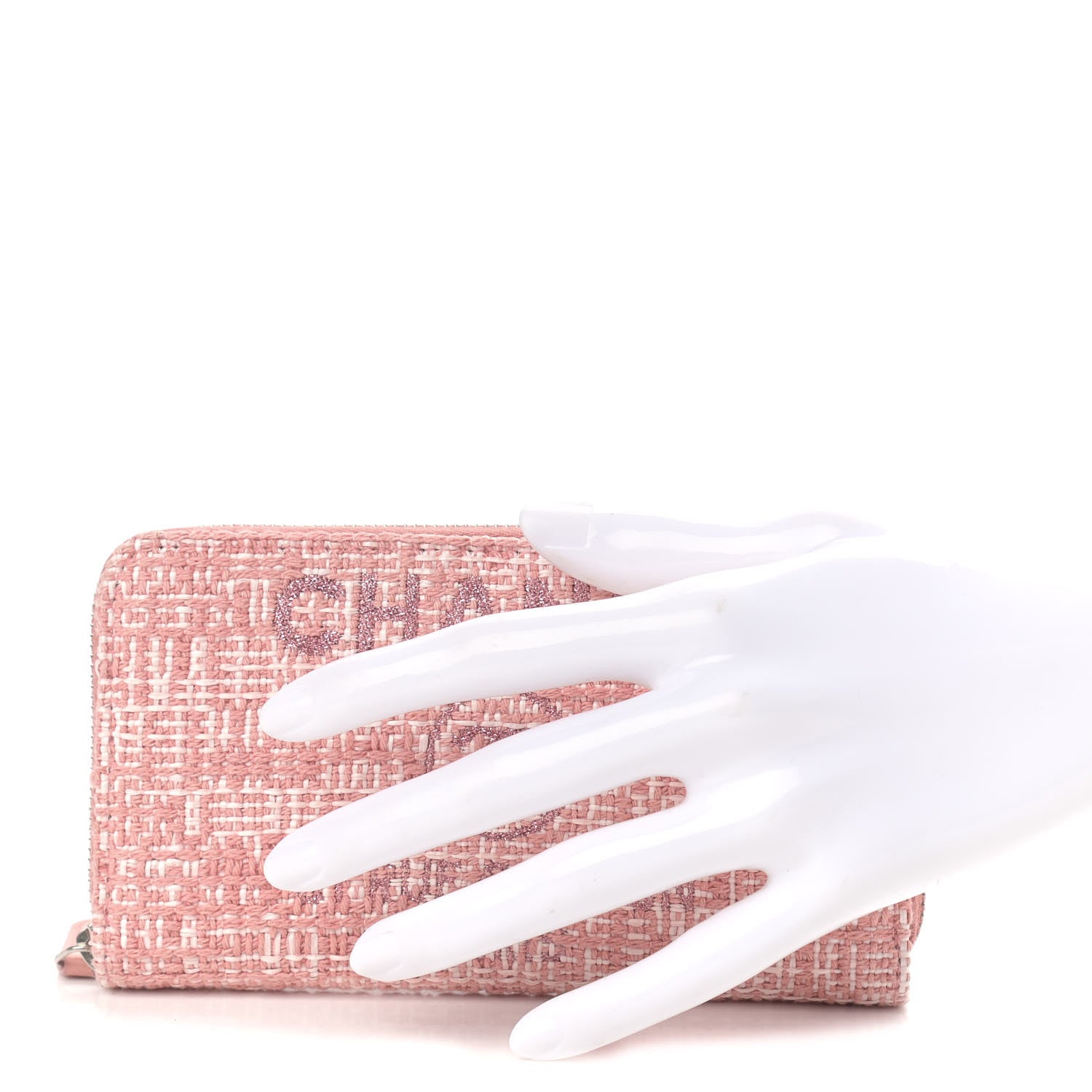 Chanel Lurex Canvas Deauville Medium Zip Around Wallet Pink 2 of 10