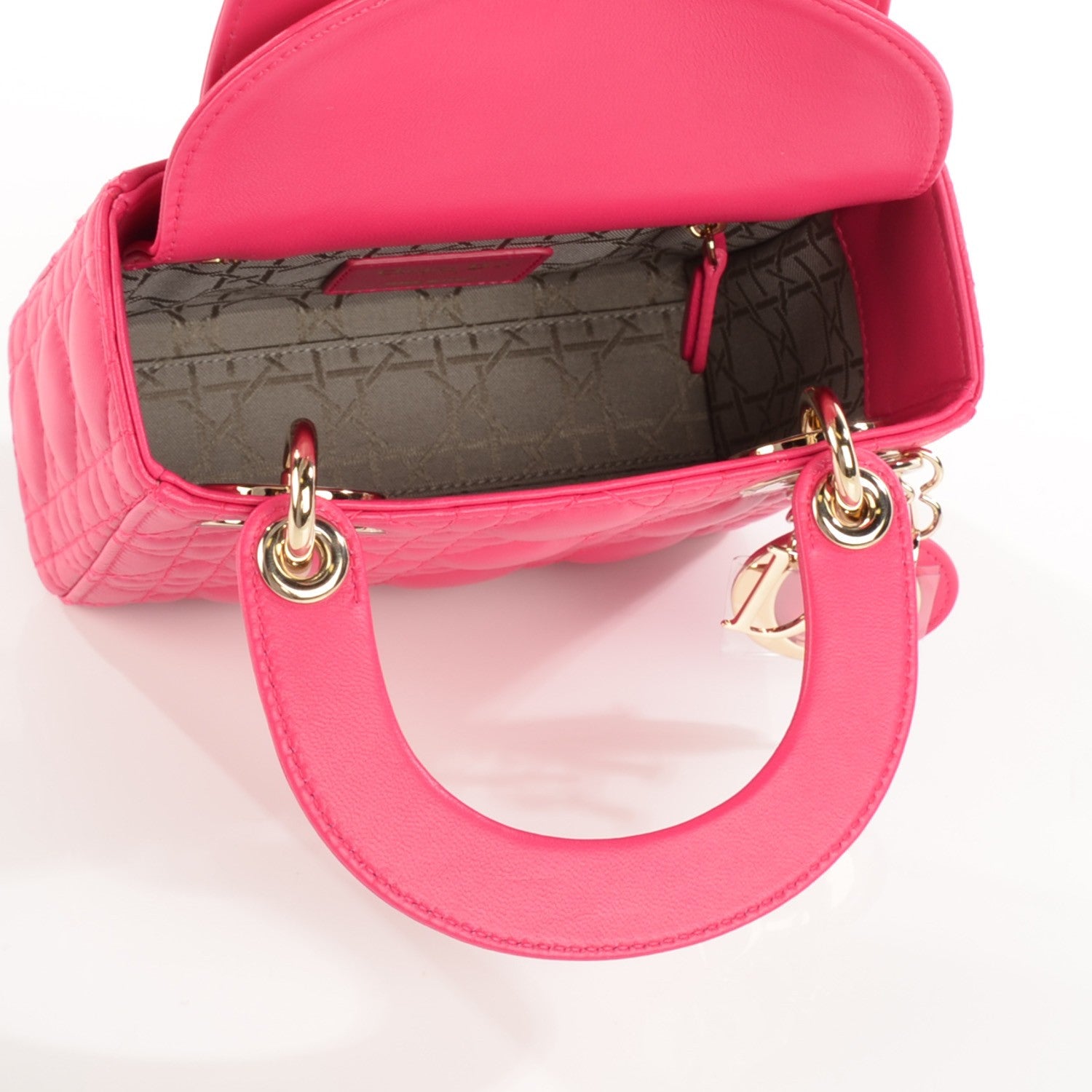 Christian Dior Lambskin Cannage Mini Lady Dior Fuchsia 5 of 7