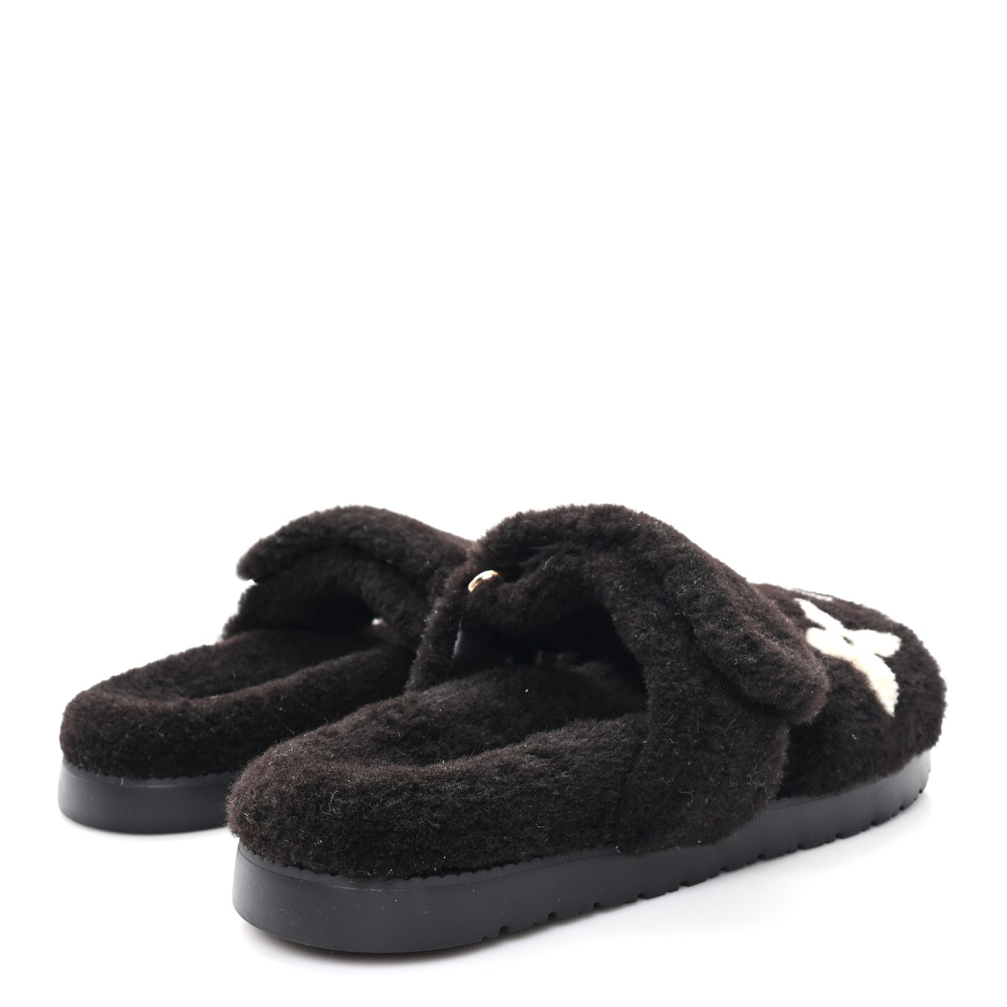 Shearling Monogram Giant LV Sunset Flat Comfort Mule 38 Brown