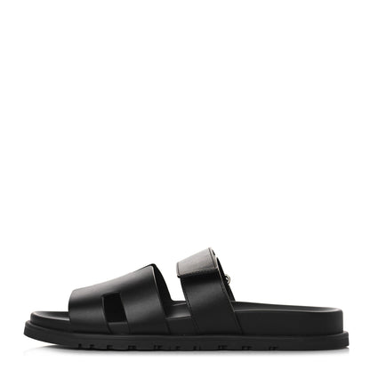 Hermes Calfskin Mens Chypre Sandals 42.5 Black 1 of 8