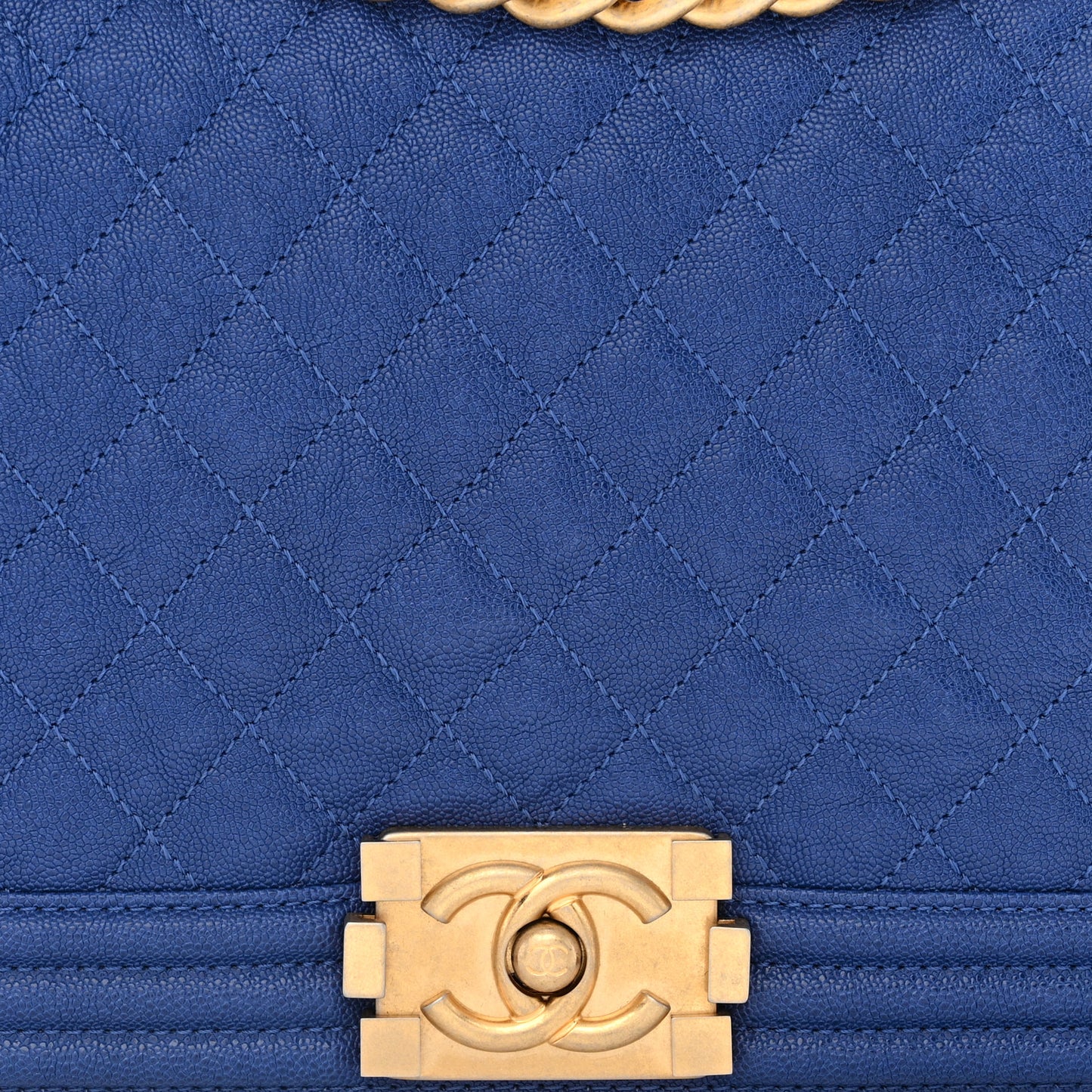 Caviar Quilted New Medium Boy Flap Dark Navy Blue