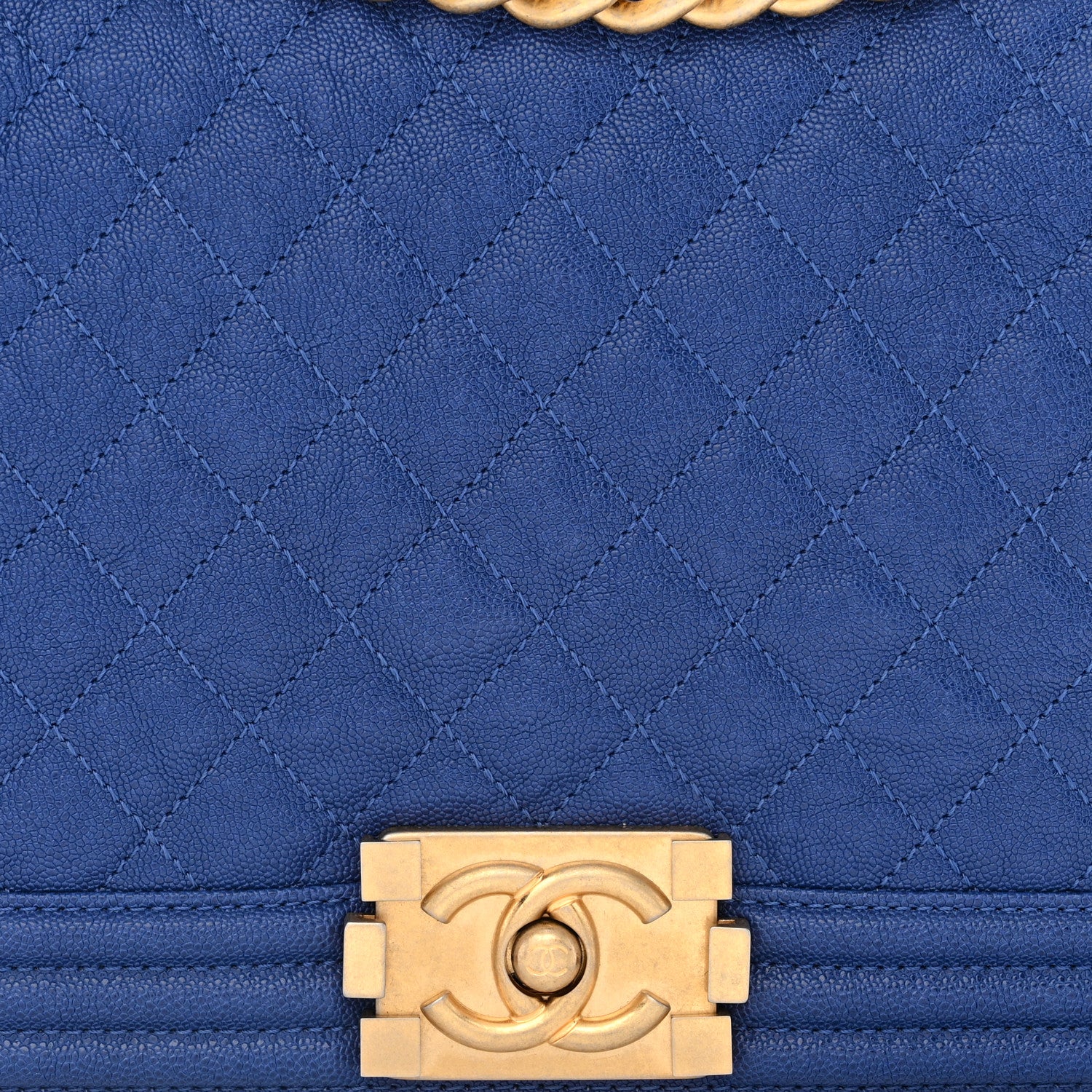 Chanel Caviar Quilted New Medium Boy Flap Dark Navy Blue 8 of 11