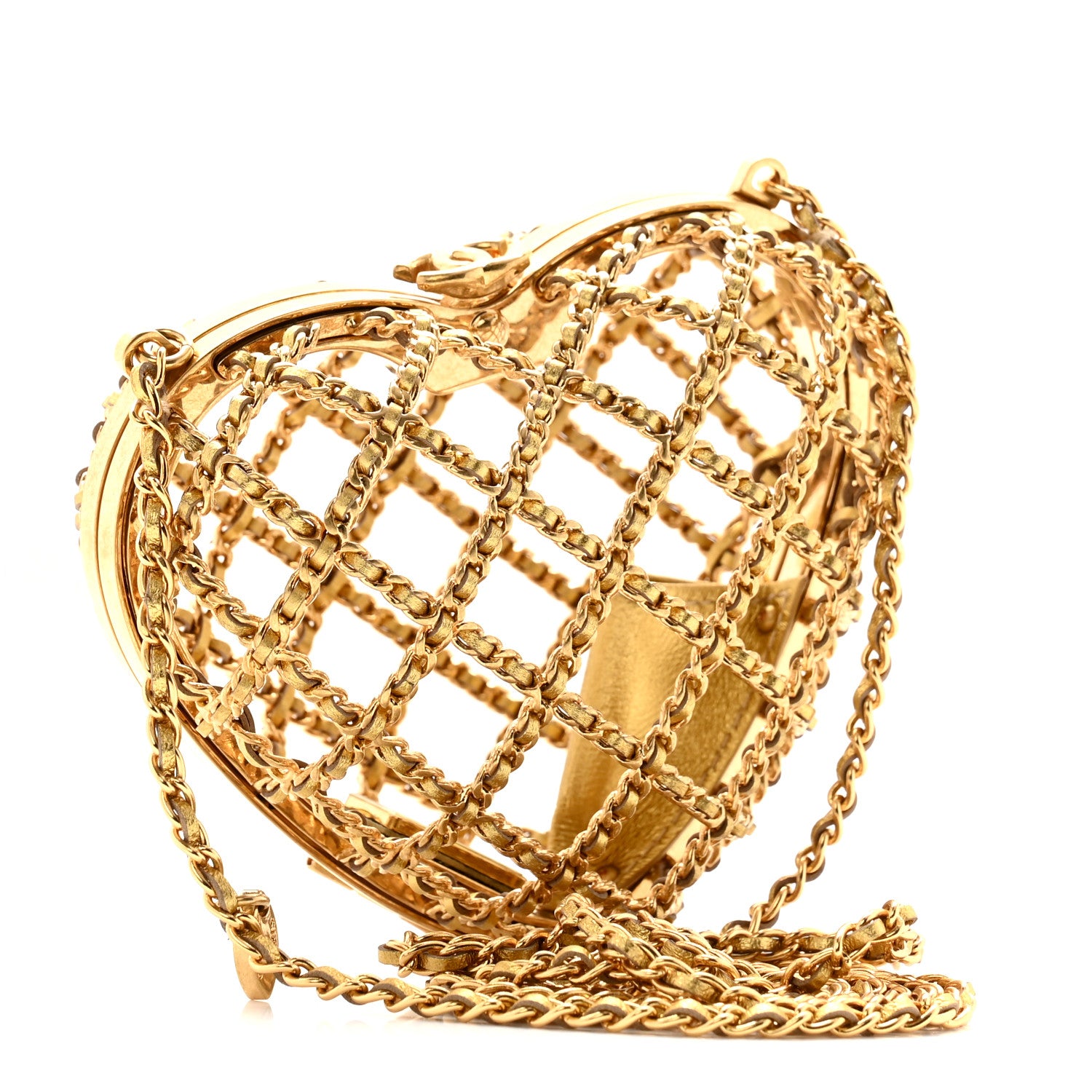 大人気❣️CHANELゴールドロゴ ケース ノベルティ ラスト一点♡ Chanel Metal Metallic Lambskin Quilted CC Heart Minaudiere
