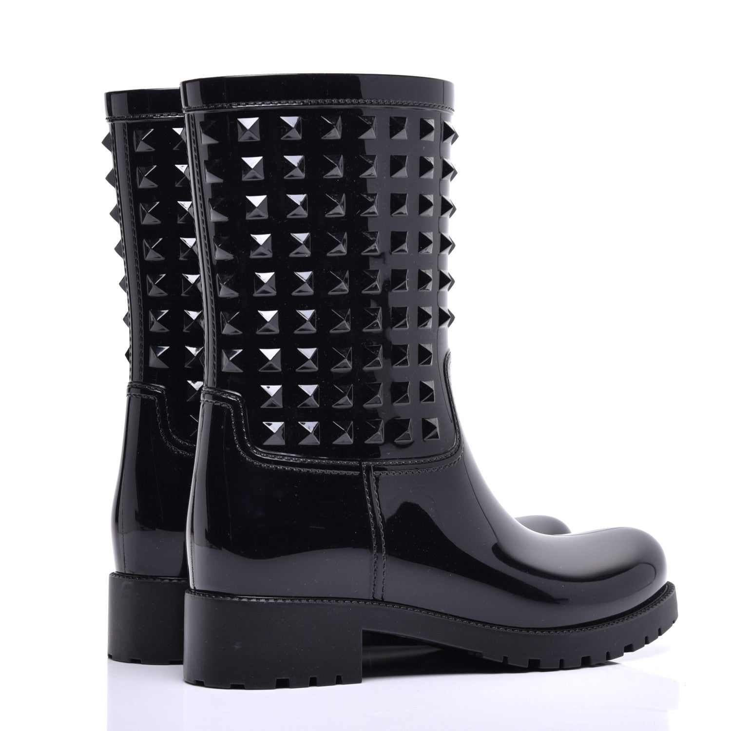 Valentino Garavani Rubber Rockstud Short Rainboots 37 Black 3 of 8