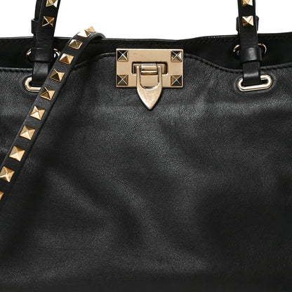 Valentino Garavani Vitello Small Rockstud Double Handle Tote Black 7 of 9