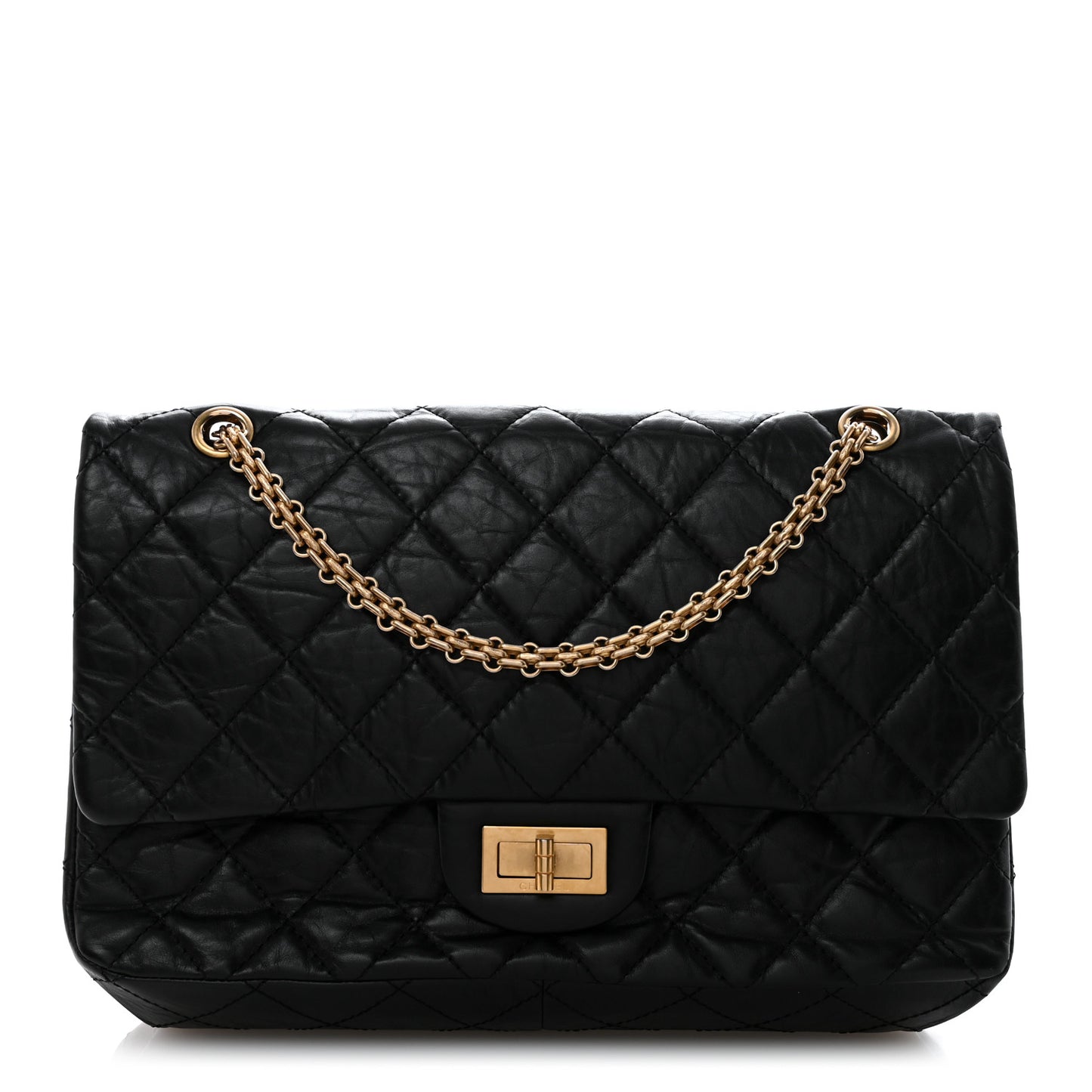 Aged Calfskin Quilted 2.55 Reissue 227 Flap Black
