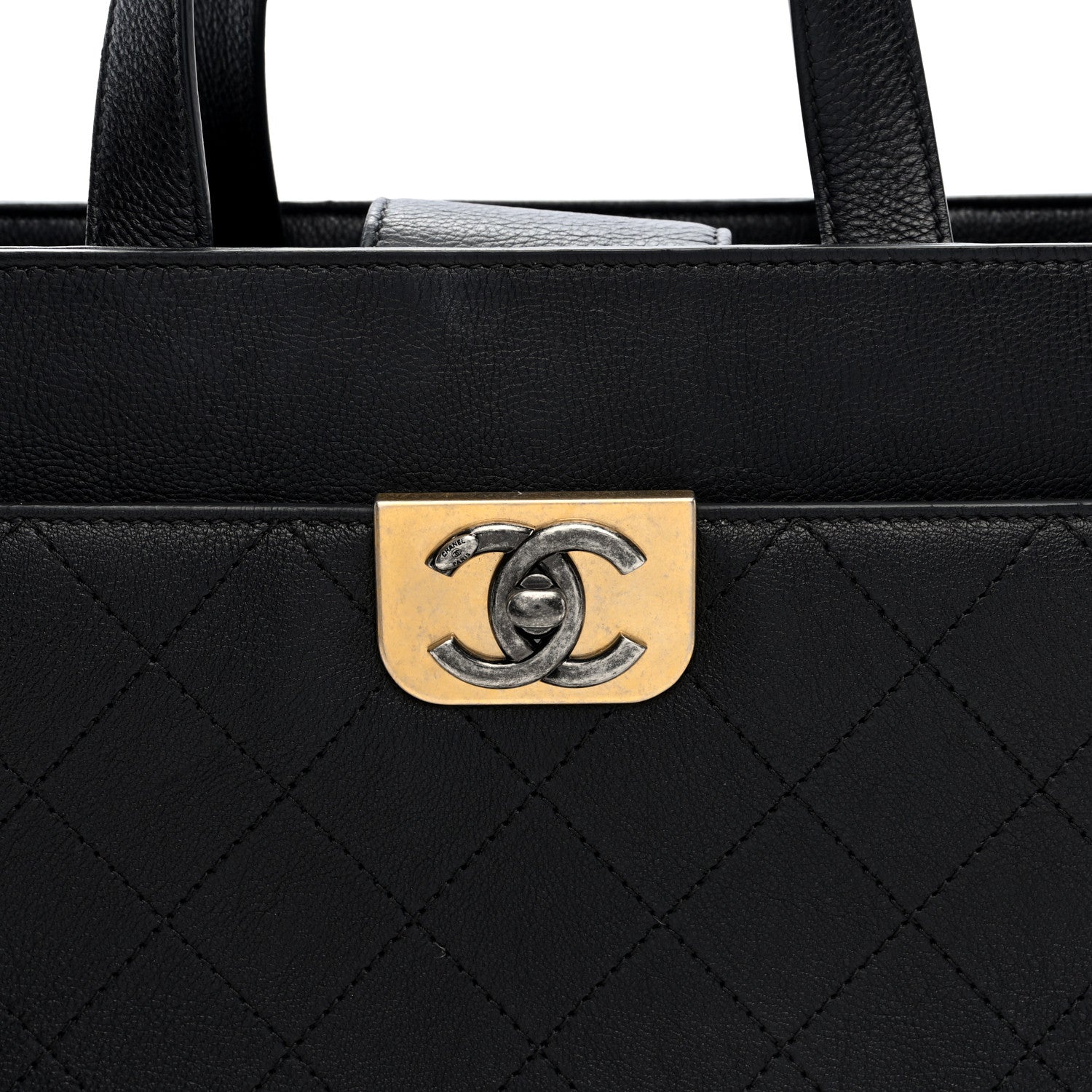 Chanel Calfskin Stitched Large Straight Lines Shopping Tote Black 9 of 11