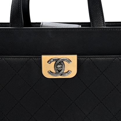 Chanel Calfskin Stitched Large Straight Lines Shopping Tote Black 9 of 11